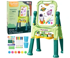 Lean Toys Dvipusė magnetinė lenta su stovu 48 vnt.
