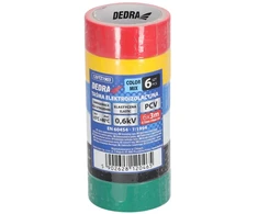Dedra Taśma PVC elektros izoliacinės juostos mišinys, 19 mm x 3 m, 6 vnt. rinkinys