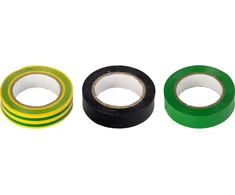 Taśma PVC izoliacinė juosta 19 * 0,15 mm, ilgis = 20 m geltonai žalia (iki 1 kV) 1 vnt.
