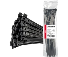 Kabelių raištelių juostos, juodos, 4,8 x 350 mm - 100 vnt. amio-02157