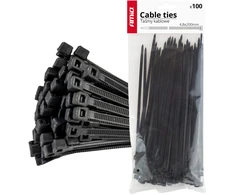 Kabelių raištelių juostos, juodos, 4,8 x 200 mm - 100 vnt. amio-02155
