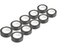 PVC izoliacinių juostų rinkinys, 10 vnt. juodų, 19 mm x 10 m x 0,13 mm, amio-04845