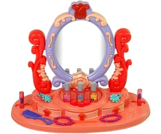 Lean Toys Kosmetinis staliukas su veidrodžiu, raudonas
