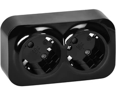 „ToDo“ dvigubas lizdas 2x2P+Z, 16A/230VAC, IP20, Schuko, juodas
