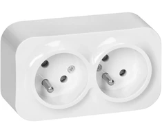 Orno „ToDo“ dvigubas lizdas 2x2P+Z, 16A/230VAC, IP20, baltas, 10 vnt.
