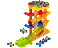 Lean Toys Automobiliukų trasa su paleidėju 5 lygiai