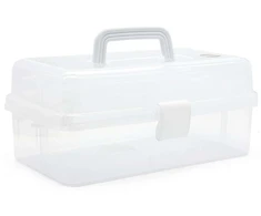 TOYMAX - Dėžė daiktams su 2 lentynomis, 31 x 14,2 x 17,5 cm, skaidri (714225)