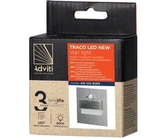 Orno TRACO LED 1,5 W, įleidžiamas laiptų šviestuvas, 12 V nuolatinės srovės, 30 lm, 3000 K, satinas, judesio ir prieblandos jutiklis