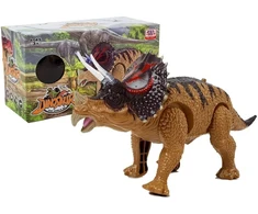Žaislinis dinozauras Triceratops su švytinčiomis akimis
