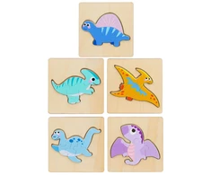 Lean Toys Medinė dėlionė su dinozaurų motyvu