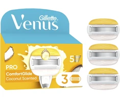 „Venus“ – „Pro ComfortGlide Coconut Olay“ skutimosi peiliukai – geltoni/balti – 3 vnt.