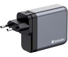 Verbatim GNC-140 GaN įkroviklis, 4 prievadų, 140 W, USB-A/USB-C