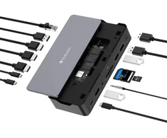„Verbatim“ USB-C Pro 15 prievadų įkrovimo stotelė su pridėtu SSD disku, CDS-15SSD