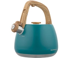 Virdulys, Nerūdijančio plieno švilpimo virdulys, mėlynas, su medine rankena, talpa 2,5 l, Klausberg, kb-9040