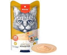 „Wanpy“ – kreminiai, laižomi skanėstai katėms, 25 vnt. pakuotėje – mišraus skonio, 350 g (25 x 14 g)