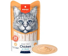 wanpy - Wanpy - 25 x 14 g pakuotė. Kreminis, laižomas skanėstas su vištiena ir krabais - 25 x 14 g