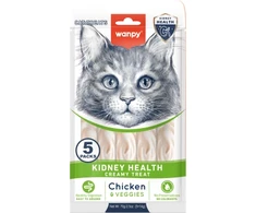 wanpy - Wanpy funkcinis kreminis laižomas skanėstas katėms, skirtas inkstų sveikatai, vištienai ir daržovėms, 70 g (5 x 14 g) - 70 g (5 x 14 g)