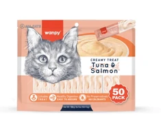 „wanpy“ – „Wanpy“ kačių kreminiai, laižomi skanėstai su tunu ir lašiša, 50 vnt. pakuotėje, 700 g (50 x 14 g) – 700 g (50 x 14 g)