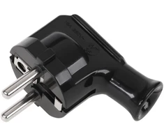 Elgotech Kištukas su įžeminimo kontaktais juodas kampinis Schuko WT-35