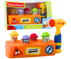 Lean Toys Interaktyvus žaislas su plaktuku ir žiurkėnais, 28x12x13 cm