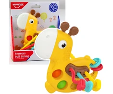 Lean Toys Sensorinis žirafos žaislas su traukimo virvelėmis