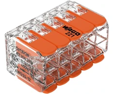 Złączka „Wago“ 10 takelių jungtis, modelis: 221-420, nuo 0,20 iki 4,00 mm², 4 vnt.