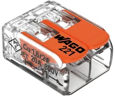 Orno Złączka „Wago“ 2 takelių jungtis, modelis: 221-412, nuo 0,20 iki 4,00 mm², 10 vnt.