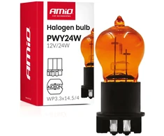 Halogeninė lemputė pwy24w wp3.3x14.5-4 gintaro spalvos 12v 24w amio-04410