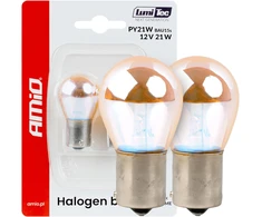Halogeninės lemputės py21w 12v 21w bau15s lumitec oranžinės chromo spalvos 2 vnt. amio-04627
