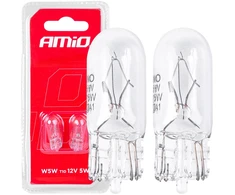 Halogeninės lemputės T10 W5W W2.1x9.5D 12V 2 vnt. blisteryje amio-03346