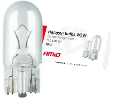 Halogeninės lemputės W5W T10 5W W2.1x9.5D 12V 10 vnt. (E8) amio-01483