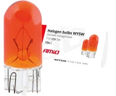 Halogeninės lemputės WY5W T10 5W W2.1x9.5D gintaro spalvos 12V 10 vnt. amio-01481
