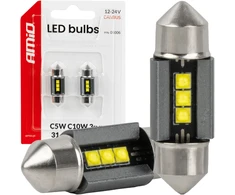 Żarówki led canbus c5w c10w 31mm 2525 3smd balta 12v 24v amio-05006