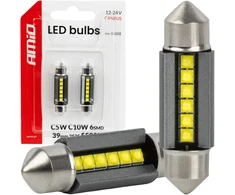 Żarówki led canbus c5w c10w 39mm 2525 6smd balta 12v 24v amio-05008