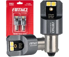 LED lemputės, pilnos „Canbus Pro T4W BA9s“, 4x3030 SMD, baltos, 12 V, 24 V, amio-03582