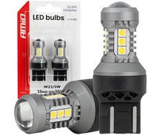Żarówki led standard 7443 w21/5w 3030 15smd balta 12v 24v amio-04998