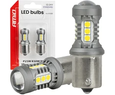 Żarówki led standard ba15s p21w 3030 15smd balta 12v 24v amio-05000