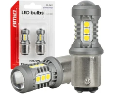 Żarówki led standard bay15d p21/5w 3030 15smd balta 12v 24v amio-05003