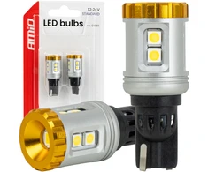 Żarówki led standard w16w t15 3030 8smd + 3020 1smd balta 12v 24v amio-04991