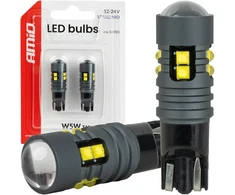 Żarówki led standard w5w t10 2525 10smd balta 12v 24v amio-04993