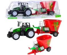 Lean Toys Žalias traktorius su priekaba ir pašarų maišytuvu