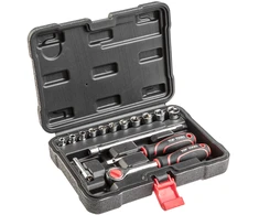 Įrankių rinkinys TOP TOOLS 1/4", 15 vnt. (antgaliai, veržliarakčiai)