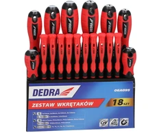 Dedra Atsuktuvu komplektas 18 vnt su plastmasiniu stovu CrV plienas
