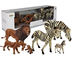 Lean Toys Afrikos laukinių gyvūnų figūrėlių rinkinys LeanToys liūtų ir zebrų šeimos