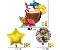 Zestaw Rinkinys Aloha Havajų balionų rinkinys gimtadieniams, vakarėliams, 5 vnt.