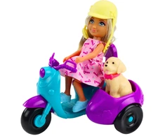 Lean Toys Lėlė Ankiki su triračiu motoroleriu ir šuneliu