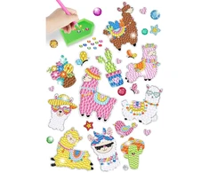 Lean Toys Deimantų siuvinėjimo lipukų rinkinys Llamas Animals Mosaic Diamond Embroidery Sticker Set