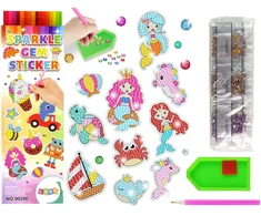 Lean Toys Deimantinės mozaikos lipdukai Jūrų pasaulio gyvūnai