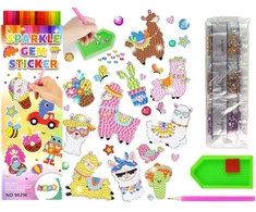 Lean Toys Deimantų siuvinėjimo lipukų rinkinys Llamas Animals Mosaic Diamond Embroidery Sticker Set