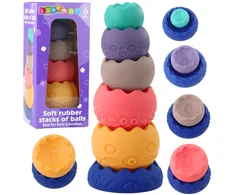 Lean Toys Edukacinis bokšto rinkinys su minkštais kiaušiniais, 6 dalys